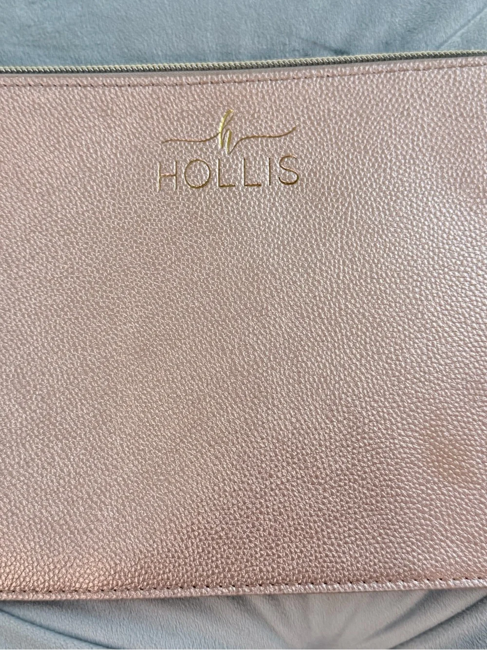 Hollis Rose Gold Metallic Cosmetic Bag Makeup Pouch Travel Organizer Tassel